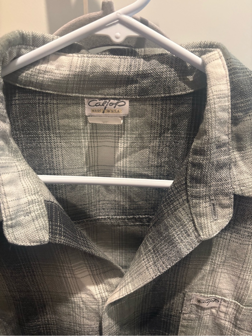 Cacique Gray Plaid Casual Button-Down Shirt